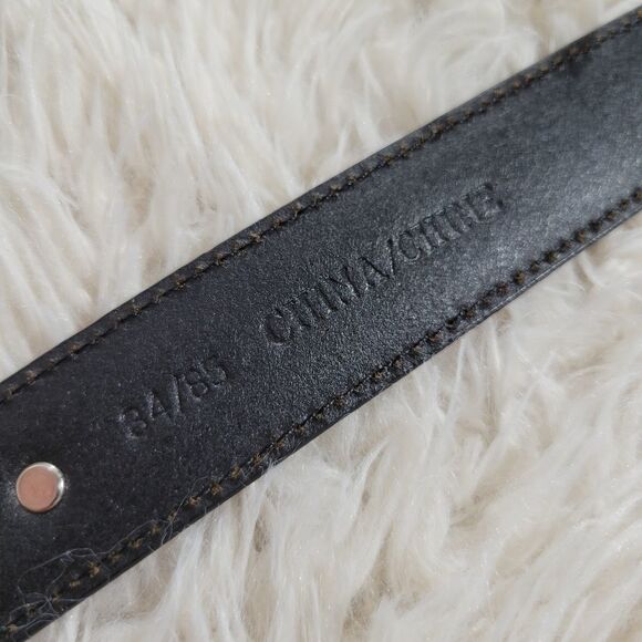 Golf Belt Genuine Leather Black Silver 34 - Picture 6 of 6